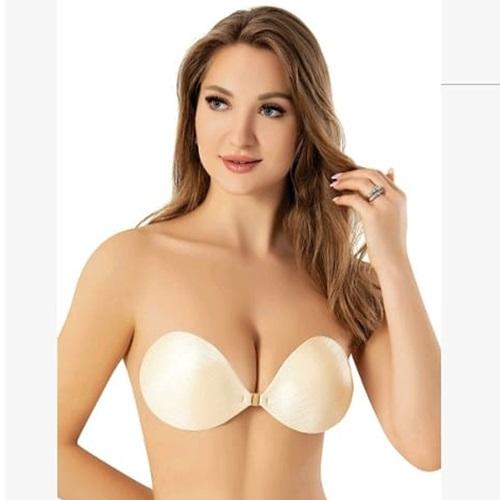 F.K 1325 Bayan Çift Parmak Dolgulu Balensiz Mikrofiber Askısız Straplez Silikonlu Sütyen