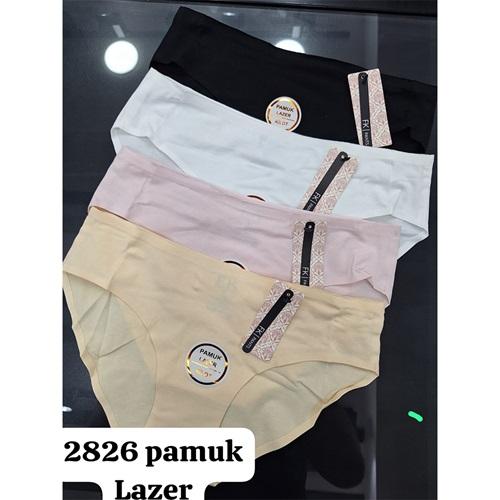F-K 2826 Bayan Penye Lazer Kesim Yüksek Bel Külot S-XL