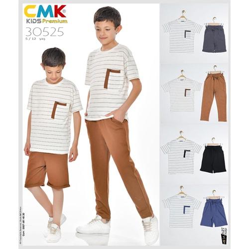CMK KIDS 30525 Erkek Çocuk Çizgili Kapri 2 Li Takım 5-12 Yaş