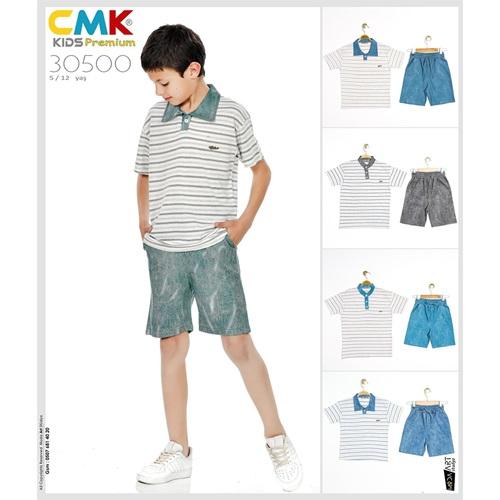 CMK KIDS 30500 Erkek Çocuk Çizgili Yakalı 2 Li Takım 5-12 Yaş