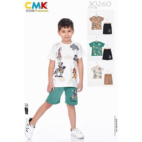 CMK KIDS 30260 Erkek Çocuk Anımal Baskılı Şort Takım 2-9 Yaş