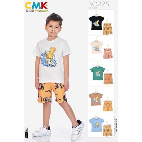 CMK KIDS 30225 Erkek Çocuk Sevimli Dinozor Baskılı Şort Takım 2-9 Yaş