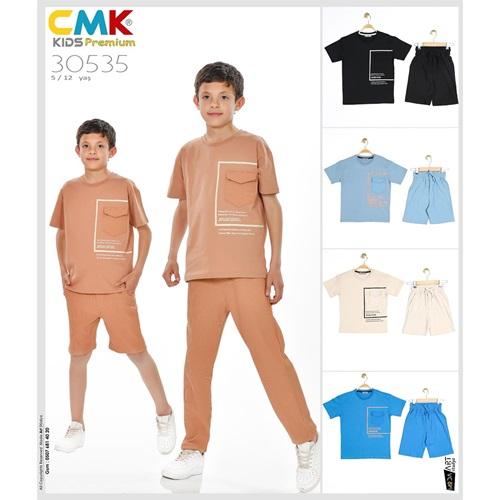 CMK KIDS 30535 Erkek Çocuk Kapak Cepli Bisiklet Yaka Kapri Takım 5-12 Yaş