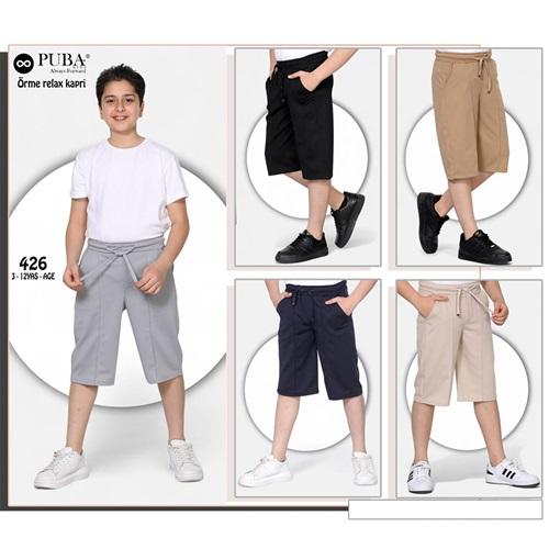 Puba 426-1 Erkek Çocuk Örme Relax Jogger Kapri 3-7 Yaş