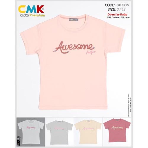 CMK KIDS 30105 Kız Çocuk Penye İ Love Same Nakışlı Tişört 3-12 Yaş