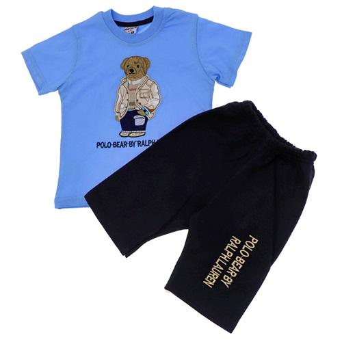 Mini Club 358 Erkek Çocuk Süprem Sıfır Yaka Sevimli Ayıcık Polo Nakışlı Takım 1-4 Yaş