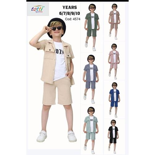Totti 4574 Erkek Çocuk 3 Lü Gömlekli Kapri Takım 6-10 Yaş