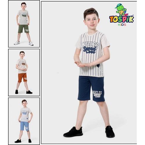 Tospik Erkek Çocuk Penye Sıfır Yaka Angel Baskısı Takım 3-7 Yaş