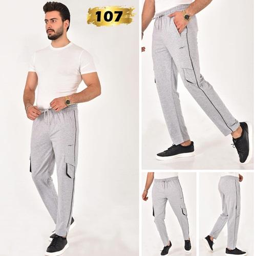 Pandomim 107 Erkek Nakışlı Likralı Klasik Ara Beden Eşofman Tek Alt L-2XL