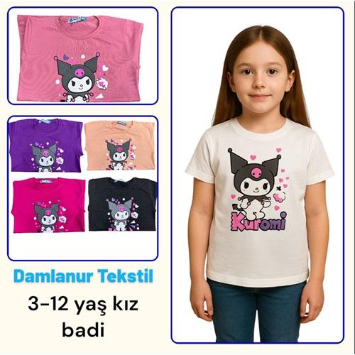 Damlanur 20211001 Kız Çocuk Garson Baskılı Tişört 8-12 Yaş