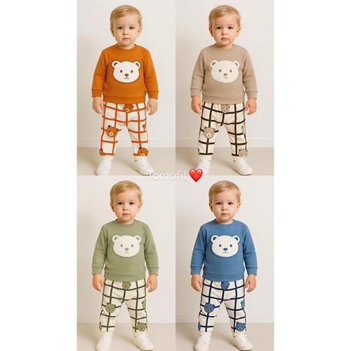 Tomofil 954 Erkek Çocuk Penye Raporlu Sevimli Ayıcık NakışlıTakım 1-3 Yaş