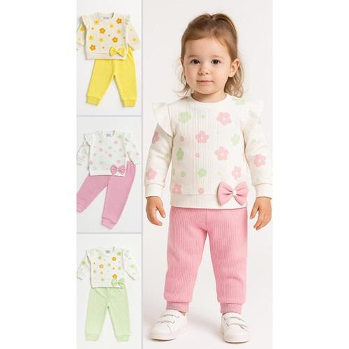 Tomofil 949 Kız Çocuk Penye Raporlu Papatya Baskılı Takım 1-3 Yaş
