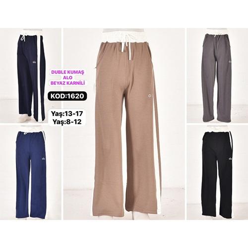 Alo 1620/2 Kız Çocuk Alo Baskılı Bel Lastik Garnili Palazo Eşofman Alt 13-17 Yaş