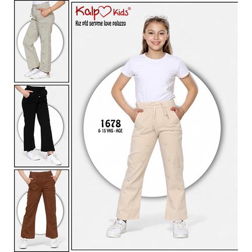 Kalp Kids 1678-1 Kız Çocuk Pfd Palazzo Serpme Love Pantolon 4 Color 6-10 Yaş