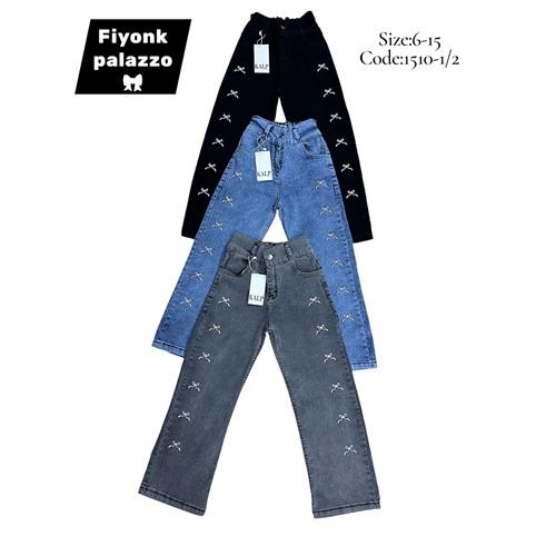 Kalp Kids 1510-1 Kız Çocuk Palazzo Şerit Kurdale Pantolon 6-10 Yaş