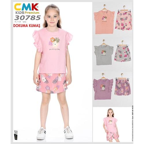 CMK KIDS 30785 Kız Çocuk Penye Baskılı Şort Etek 2 Li Takım 5-12 Yaş