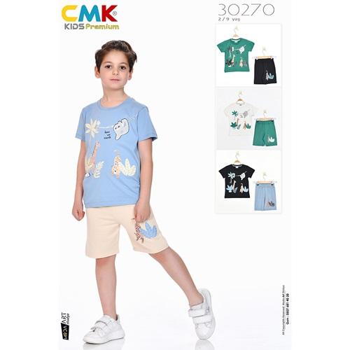 CMK KIDS 30270 Erkek Çocuk Sevimli Hayvanlar Desenli Şort Takım 2-9 Yaş