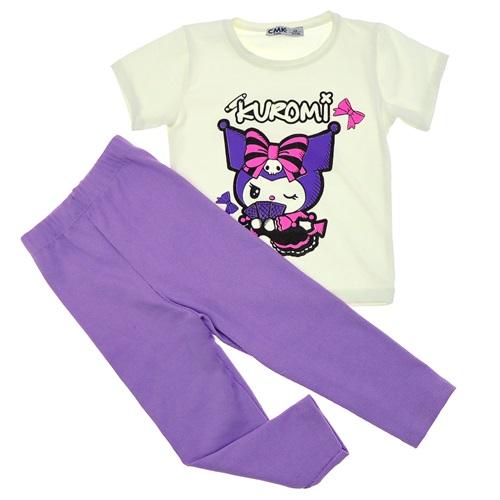 CMK KIDS 30395 Kız Çocuk Kuromi Baskılı Tayt 2 Li Takım 3-7 Yaş