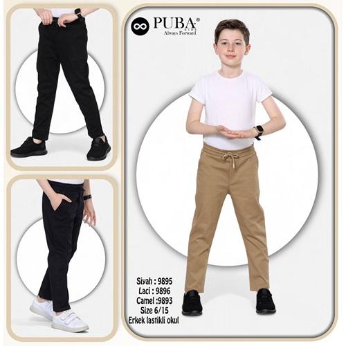 Puba 9895-1 Erkek Çocuk Okul Lastikli Pantolon 6-10 Yaş
