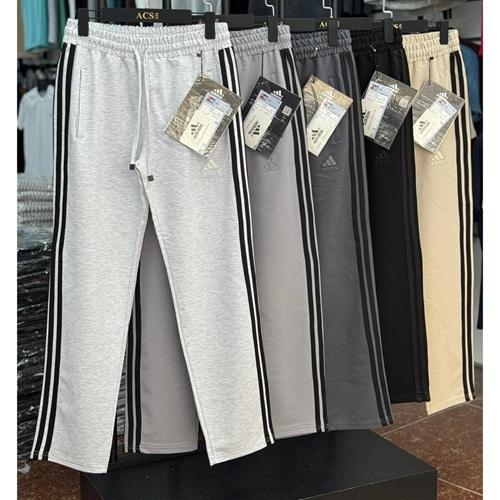 Adidas 13055 Erkek Penye Kompak 3 Flato Fermuarli Arkası Şeritli Düz Paça Eşofman Alt S-2XL