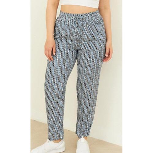 Oysho 25925 Bayan Jumbo Battal Desenli Turlu Viskon Dar Paça Cepli Tek Alt 3XL-6XL(4 Lü)