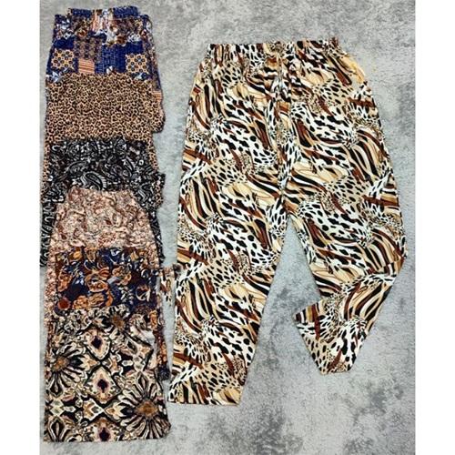 Avatar 25998 Bayan Jumbo Battal Desenli Turlu Viskon Geniş Paça Cepli Tek Alt 3XL-6XL (4 Lü)