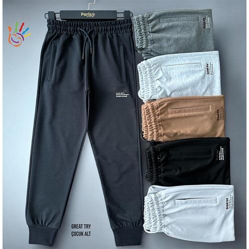 Paris Kids 7033-26 Erkek Çocuk Kompak Penye Floto Fermanlı Great Try Baskılı Eşofman Alt 13-16 Yaş