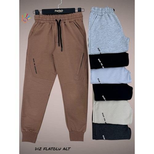 Paris Kids 7048-42 Erkek Çocuk Kompak Penye Diz Flotalı Ready For Baskılı Cepli Eşofman Alt 13-16 Yaş