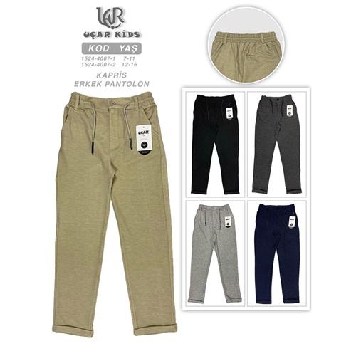 Uçar 1524-2 Erkek Çocuk Arka Cepli Uzun Duble Paça Kapris Pantolon 12-16 Yaş
