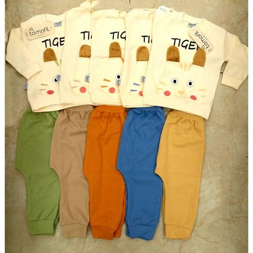 Tomofil 957 Erkek Çocuk Sevimli Ayı Baskılı Uzun Kol 2 Lİ Takım 1-2Yaş