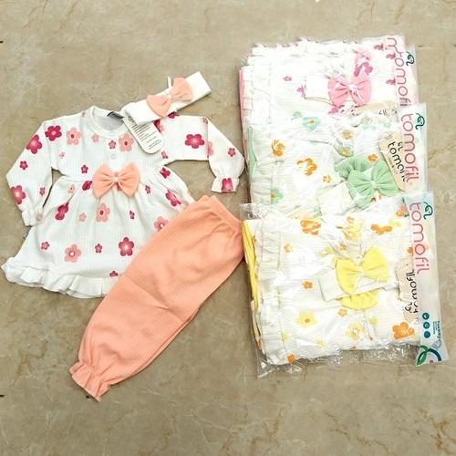 Tomofil 958 Kız Çocuk Papatyalı Baskılı Fiyonklu 2 Li Takım 1-2 Yaş