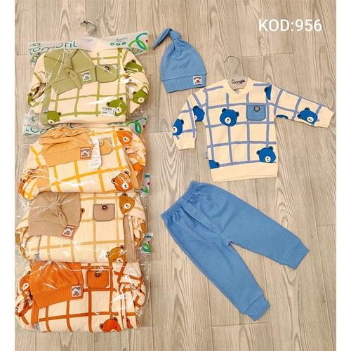 Tomofil 956 Erkek Çocuk Penye Bereli Ayıcık Desanli U Kol Takım 1-3 Yaş