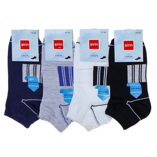 Şirin 7010 Erkek Penye Ter Emici Desenli Likralı Patik Çorap