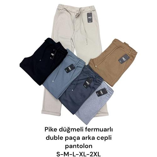 Srt D 2331 Erkek Battal Diagonel Düğmeli Dar Duble Paça Pantolon 1XL-5XL (5 Li)