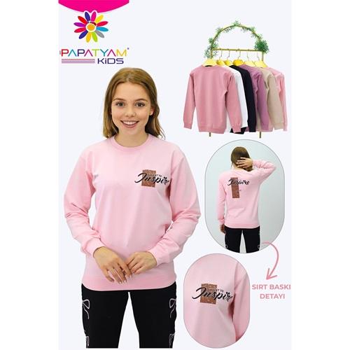 Papatyam Kids 11797 Kız Çocuk 2 İp İnspike Ön Arka Baskılı Sweat 13-16 Yaş