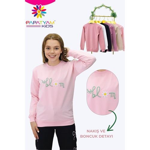 Papatyam Kids 10805 Kız Çocuk 2 İp Blom Nakışlı Sweat 13-16 Yaş
