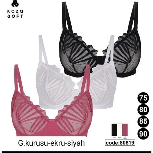 Koza Soft 80619 Bayan Nakışlı Brodeli Fantazi Balenli Sütyen 75-90