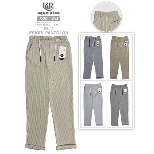 Uçar 4003-1 Erkek Çocuk Arka Flato Duble Paça Pantolon 7-11 Yaş