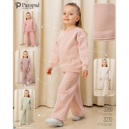 Pampal 3270 Kız Çocuk 3 İplik Taş Baskılı Takım 6-9 Yaş