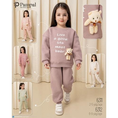 Pampal 6311 Kız Çocuk 3 İplik Sevimli Oyuncak Ayıcıklı Takım 2-5 Yaş