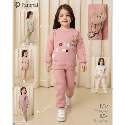 Pampal 6323 Kız Çocuk 3 İplik Party Animal Baskılı Takım 2-5 Yaş