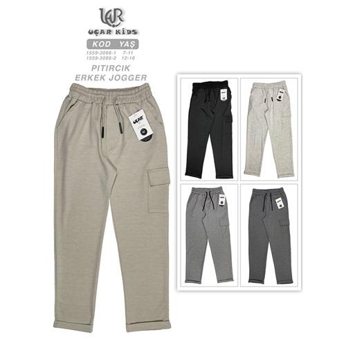 Uçar 3066-2 Erkek Çocuk Jager Tek Cep Duble Paça Uzun Pıtırcık Pantolon 12-16 Yaş