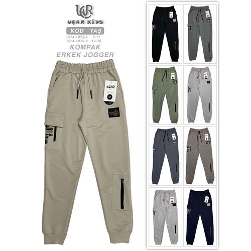 Uçar 1075-2 Erkek Çocuk Im Nothıng Baskılı Tek Kmdn Alt Cep Paça Uzun Ribana Eşofman Alt 12-16 Yaş