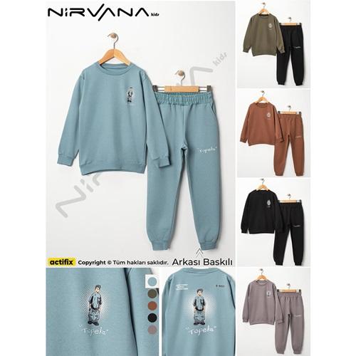 Nirvana 561 Erkek Çocuk 2 İplik Topeka Baskılı Sıfır Yaka Takım 7-10 Yaş
