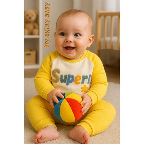 My Oktay 4032 Erkrk Bebe Super Nakışlı Hediyelik 2 Li Takım 3-9 Ay