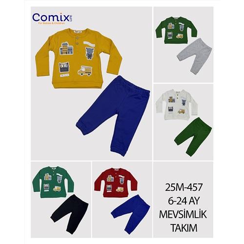Comix 457 Erkek Bebe Fix Baskısı İnterlok Takım 6-24 Ay