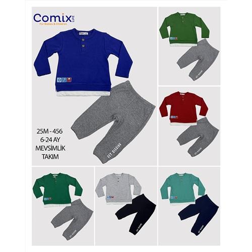 Comix 456 Erkek Bebe Get Baskısı İnterlok Takım 6-24 Ay