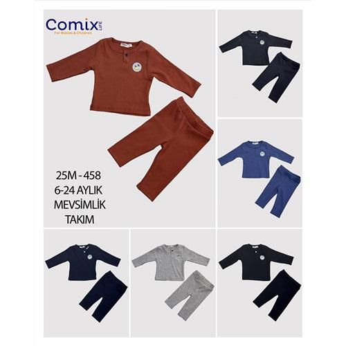 Comix 458 Erkek Bebe Barchetta Baskısı İnterlok Takım 6-24 Ay