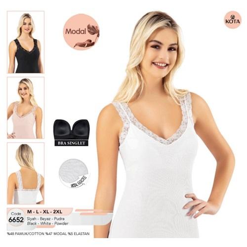 Kota 6652 Bayan Modal Dantelli Geniş Askılı Kaşkorse Pedli Atlet
