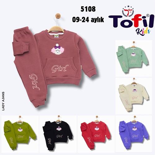 Tofil 5108 Kız Çocuk 3 İp Cepli Peluş Girl Nakışlı Takım 9-24 Ay